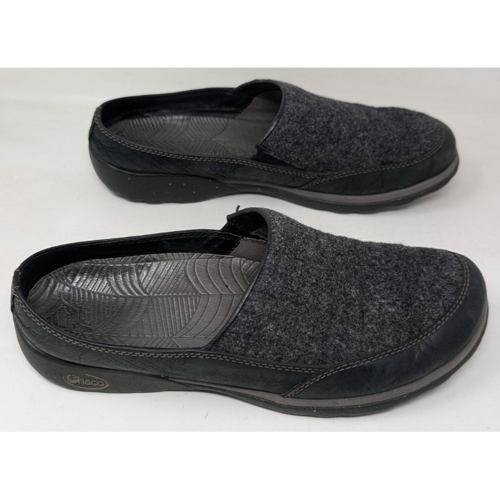Chaco Quinn Women's Size 9.5 Slip-on Shoes Black Leather Wool Mules J105800